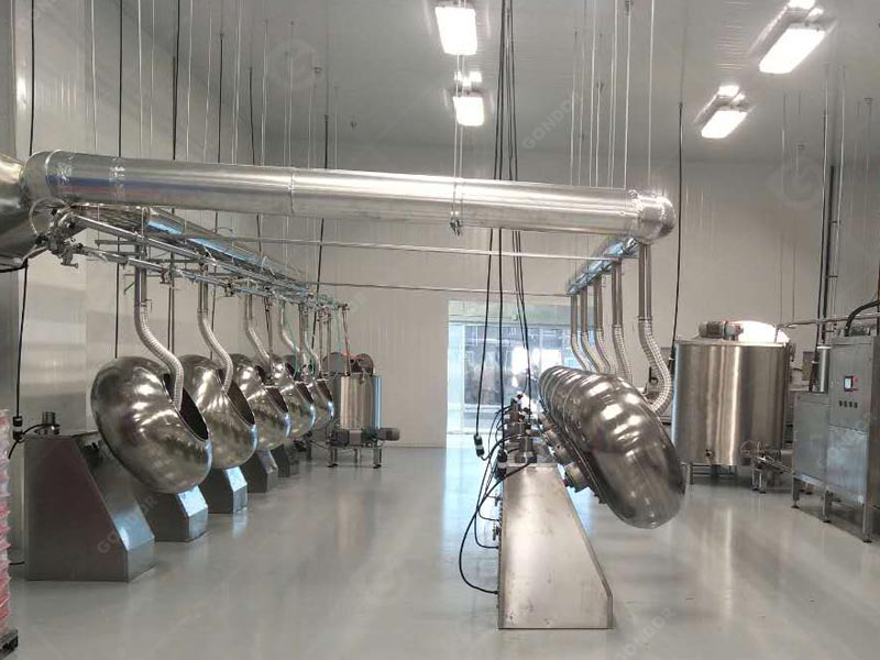Industrial chocolate panning machine for candy production