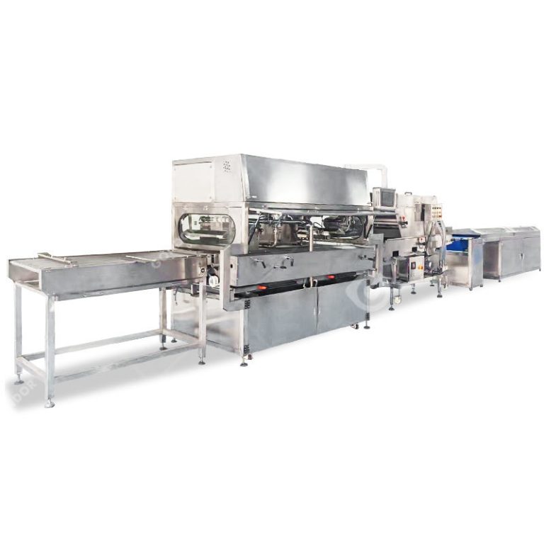 Chocolate Enrobing Machine for Producing Enrobed Chocolate Bars