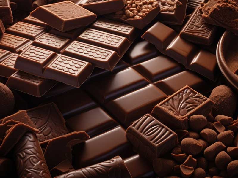Ingredients for chocolate making with milk chocolate chips and bar