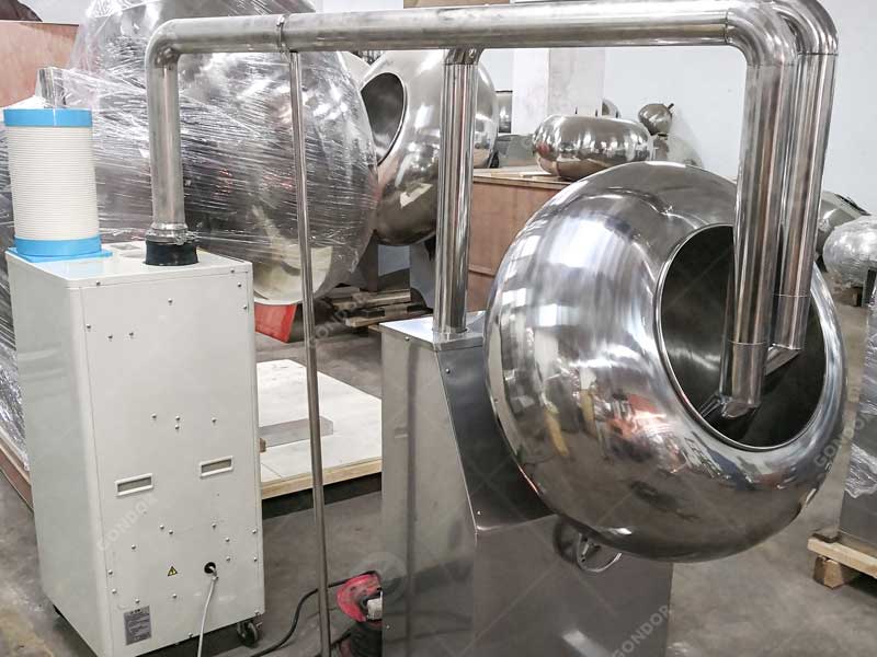 Chocolate panning production line in a facility