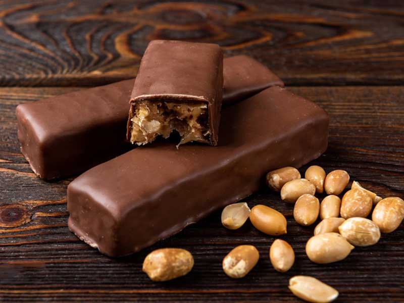 ligne d'enrobage industrielle continue de chocolat pour l'enrobage de barres protéinées