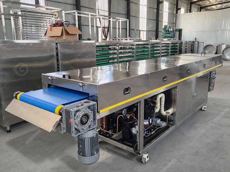chocolate freezing tunnel conveyor
